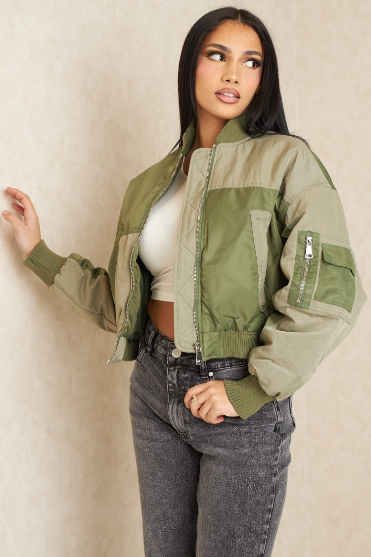 Bomber bicolor vert et kaki