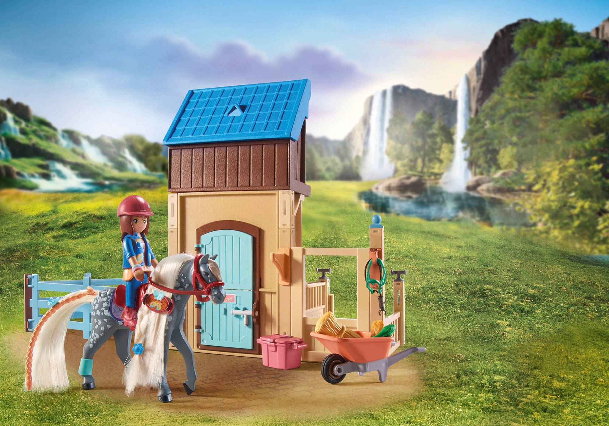 Playmobil® Konstruktions-Spielset »Amelia & Whisper mit Pferdebox (71353), Horses of Waterfall« teilweise aus recyceltem Material
