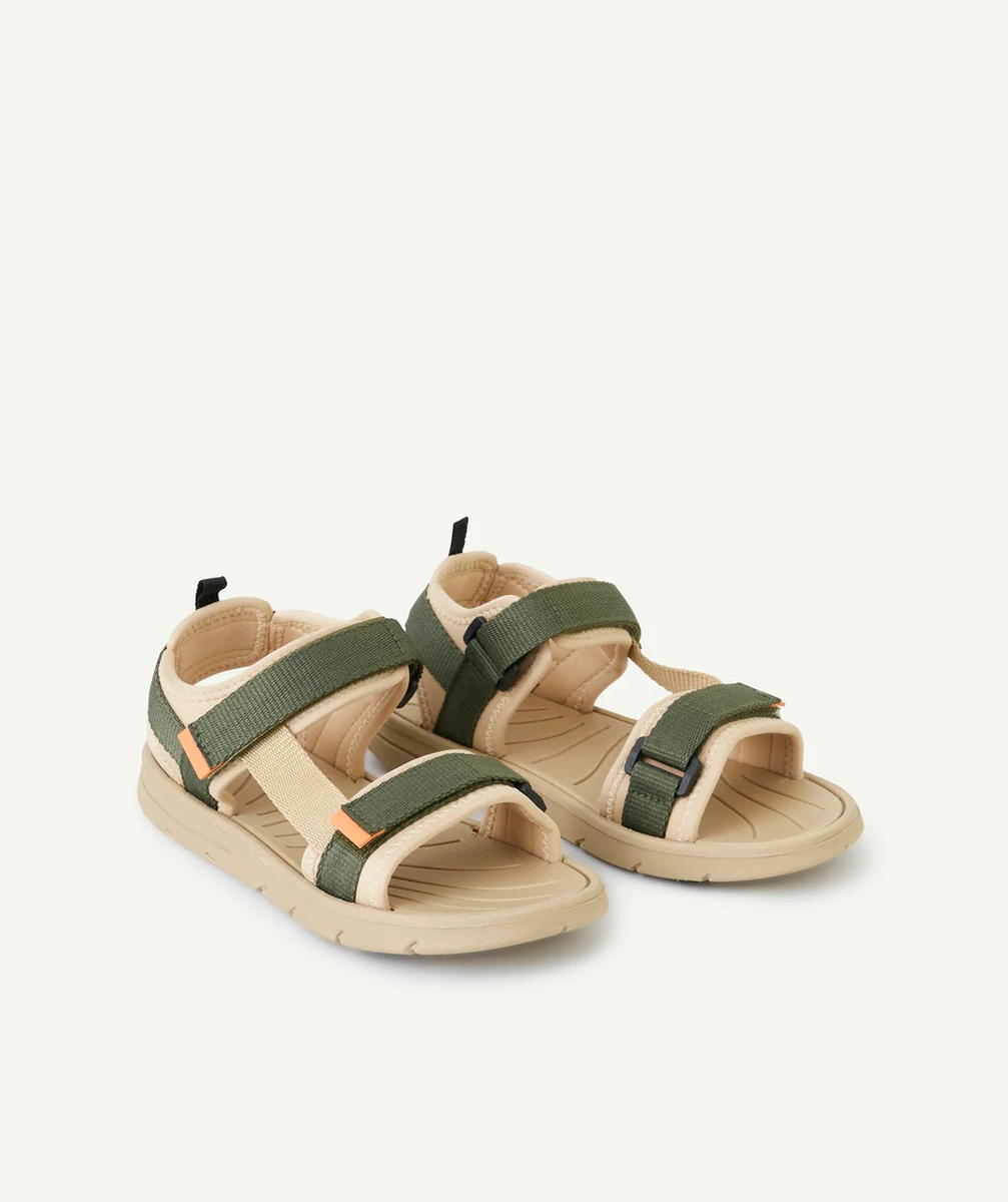 sandales ouvertes garçon beige et kaki