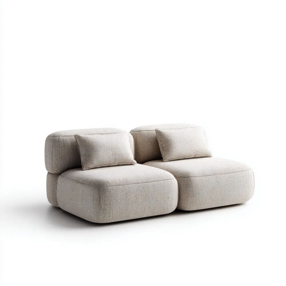 Modulares Sofa-Set 200x100x70 cm mit Stoffbezug – Beige – Modernes Des