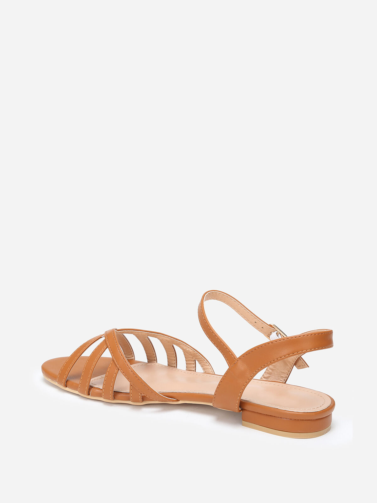 Sandales à multi-brides fines grandes tailles- Camel