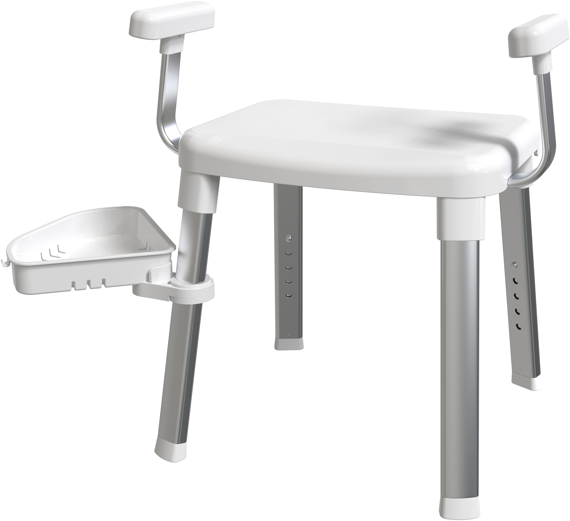Bischof Dusch- und Badhocker »Tray Comfort« belastbar bis 150 kg Mit schwenkbarer Ablage 28x21cm und 360° drehbarer Sitzfläche