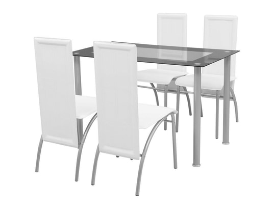 VIDAXL - Ensemble table et chaises Jeu de salle à manger 5 pcs blanc