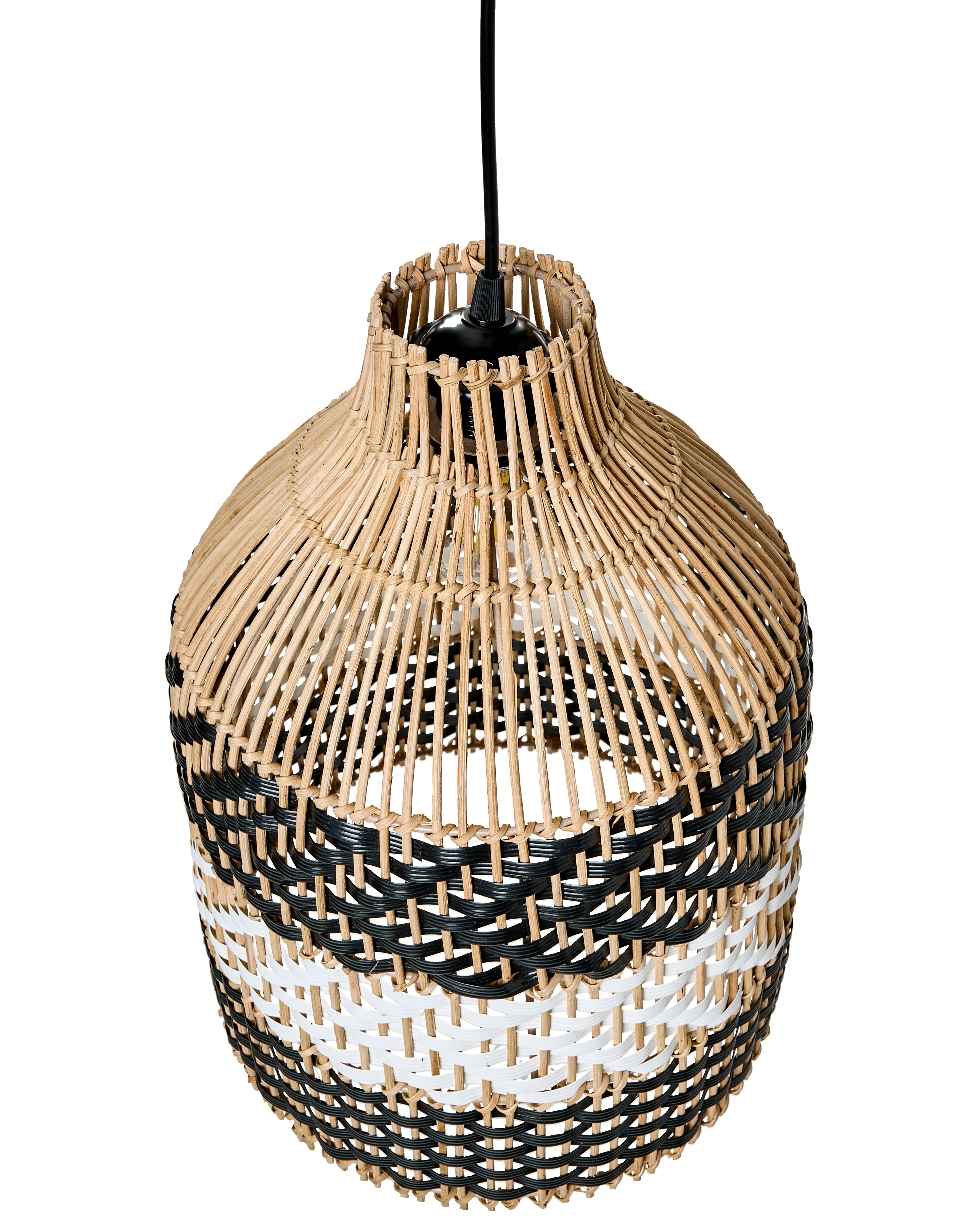 Hanglamp TURABO Rotan Zwart/wit