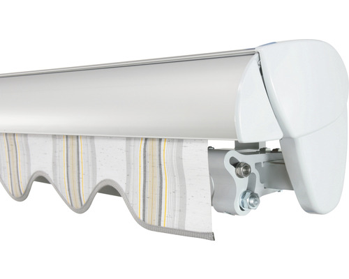 SOLUNA Semi-Cassette Zonnescherm Classic 2.5x1.5 Stoffen Dessin 6287 Frame E6EV1 Zilver Geanodiseerd Aandrijving rechts incl. motor, wandschakelaar