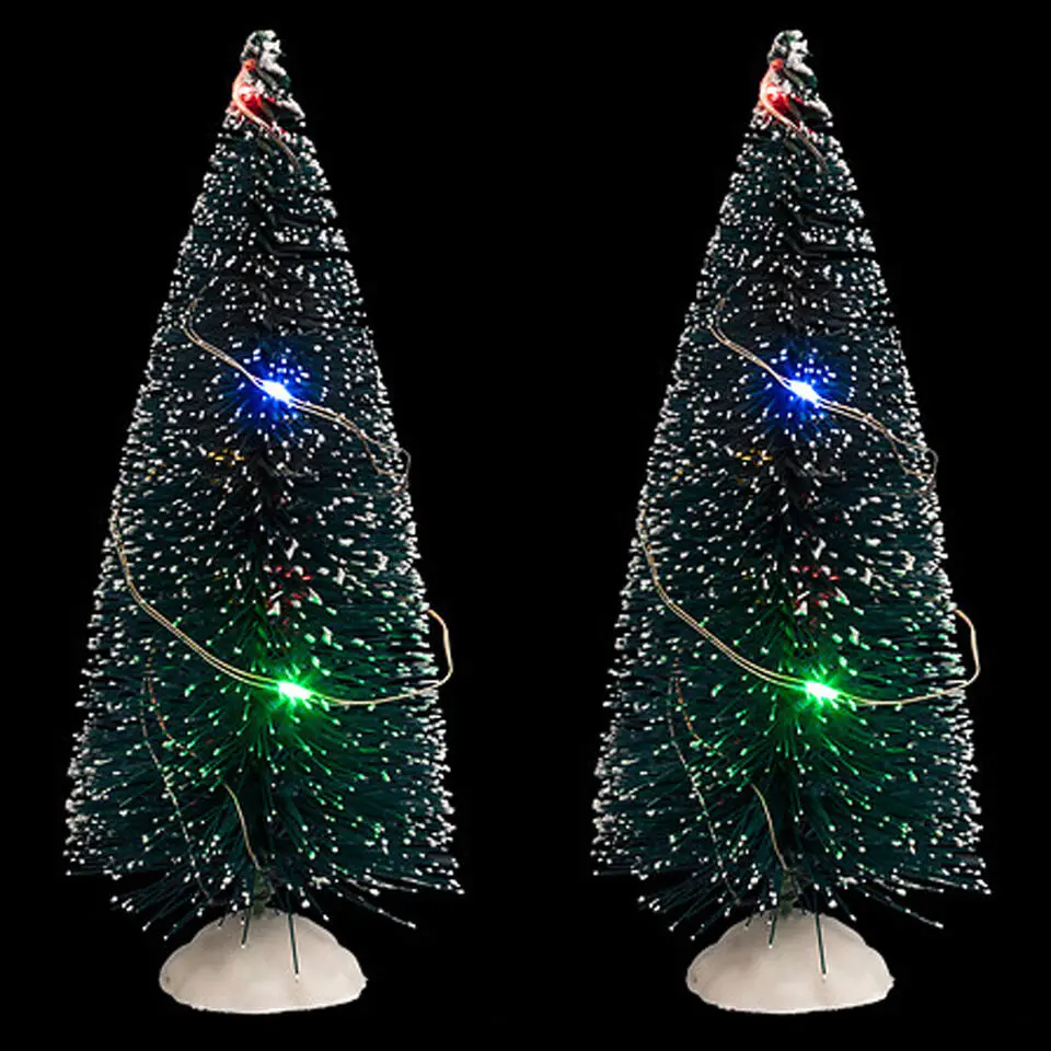 Feeric Christmas 2x decoratie kerstboompjes - 15 cm - 20 LEDs