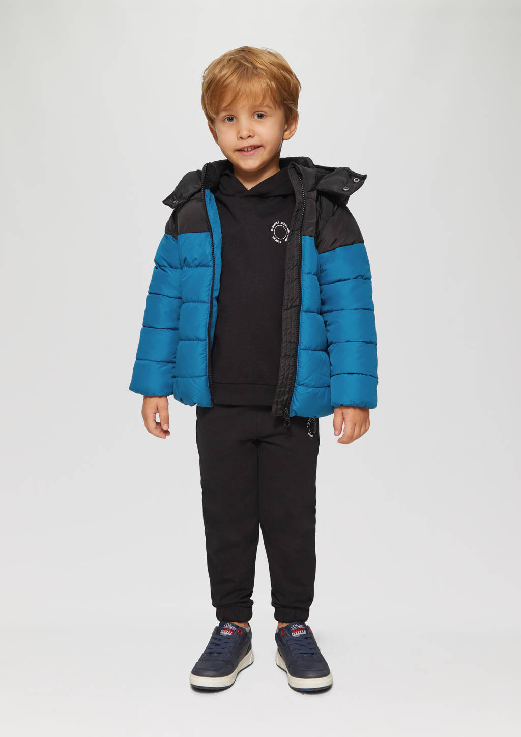 s.Oliver gewatteerde winterjas zwart/blauw