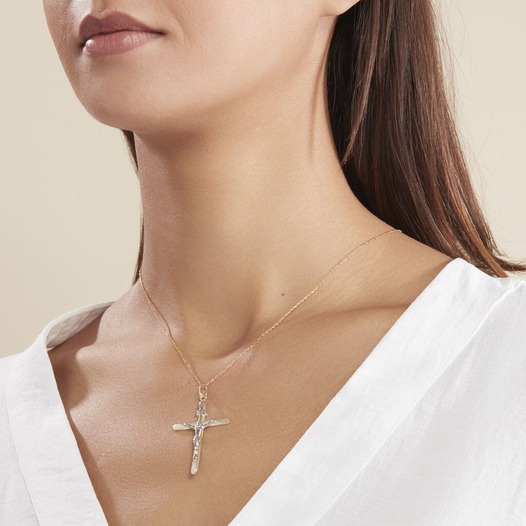Pendentif Damian Croix Or Bicolore