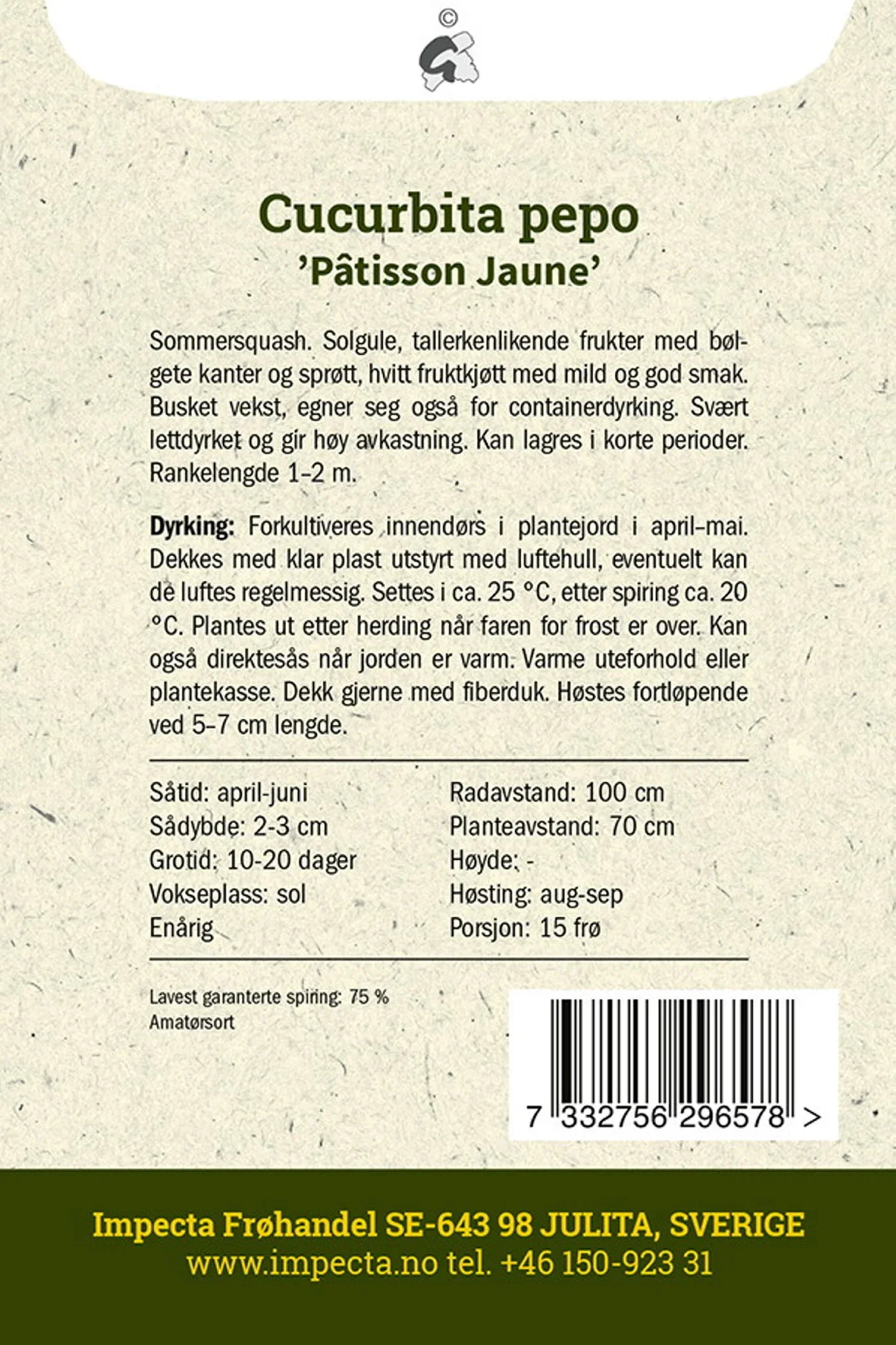 Cucurbita pepo 'Pâtisson Jaune' Mandelgresskar 'Pâtisson Jaune'