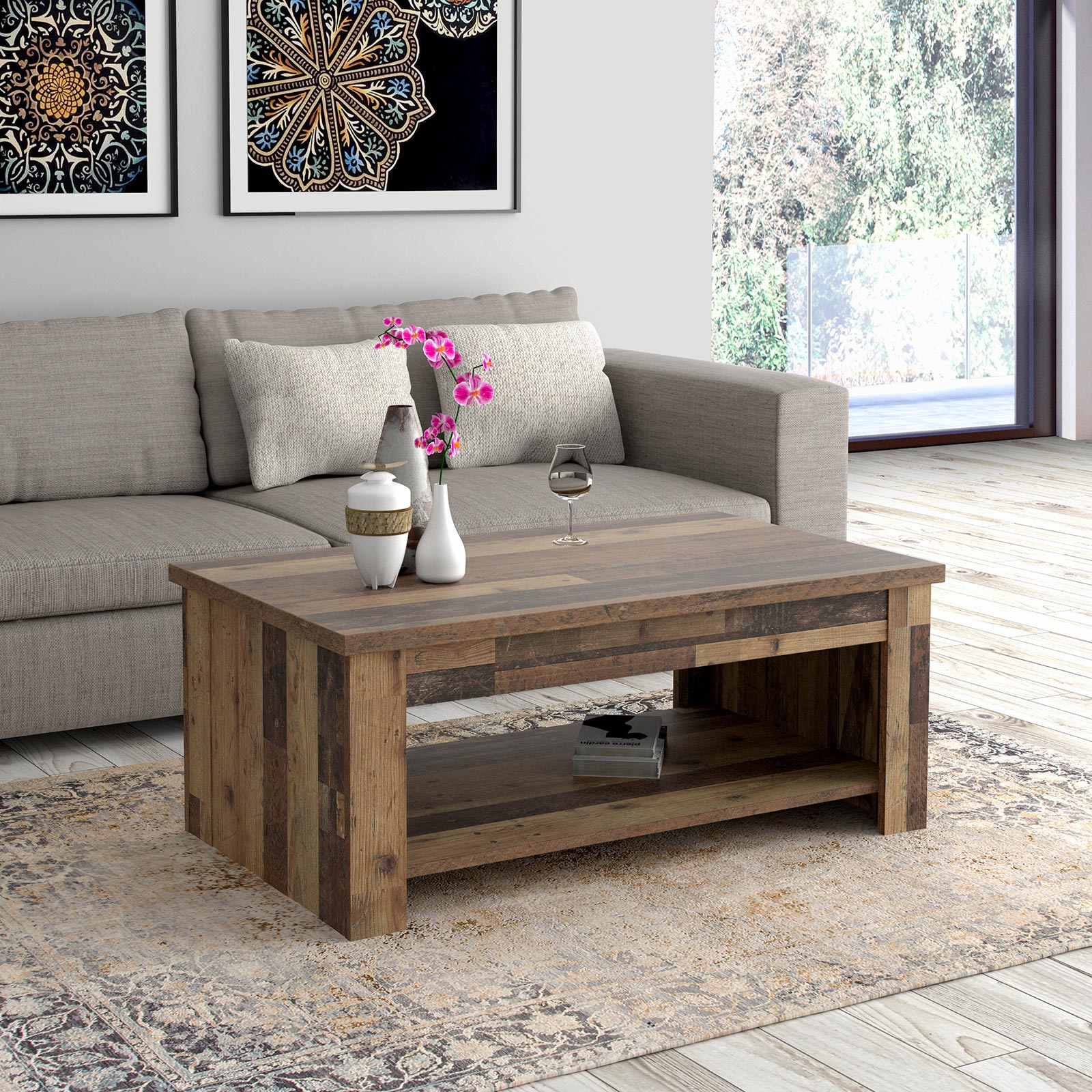 Couchtisch - Old Wood Vintage - hochklappbar