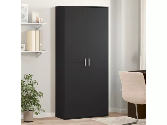 Buffet haut noir 80x35x180 cm bois d'ingénierie