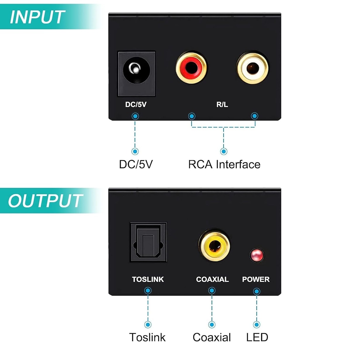 NÖRDIC analog til digital omformer RCA til Toslink og koaksial
