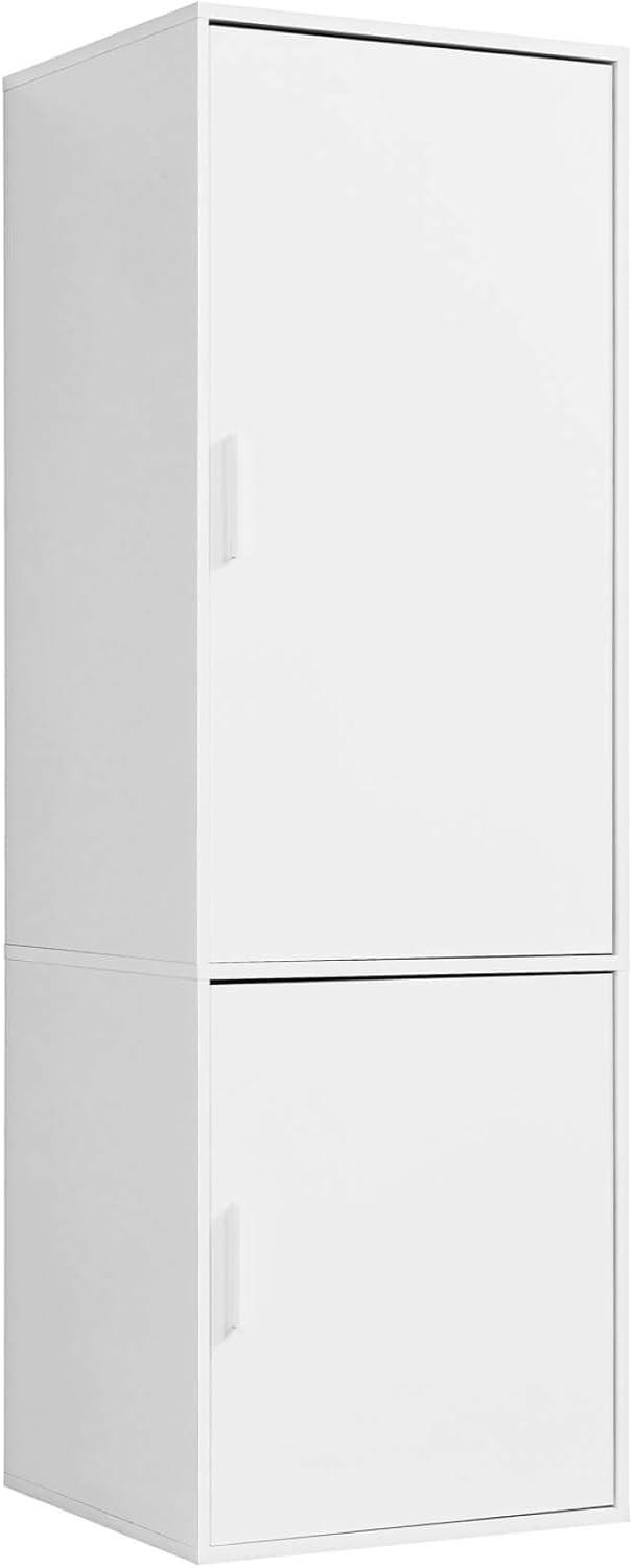 mokebo Kleiderschrank (60x187 cm) aus Holz 2-türig & 2 Fächer 'Der Grenzenlose' modularer Schlafzimmerschrank, Garderobenschrank, Flurschrank, Drehtürenschrank oder Schrank in Weiß
