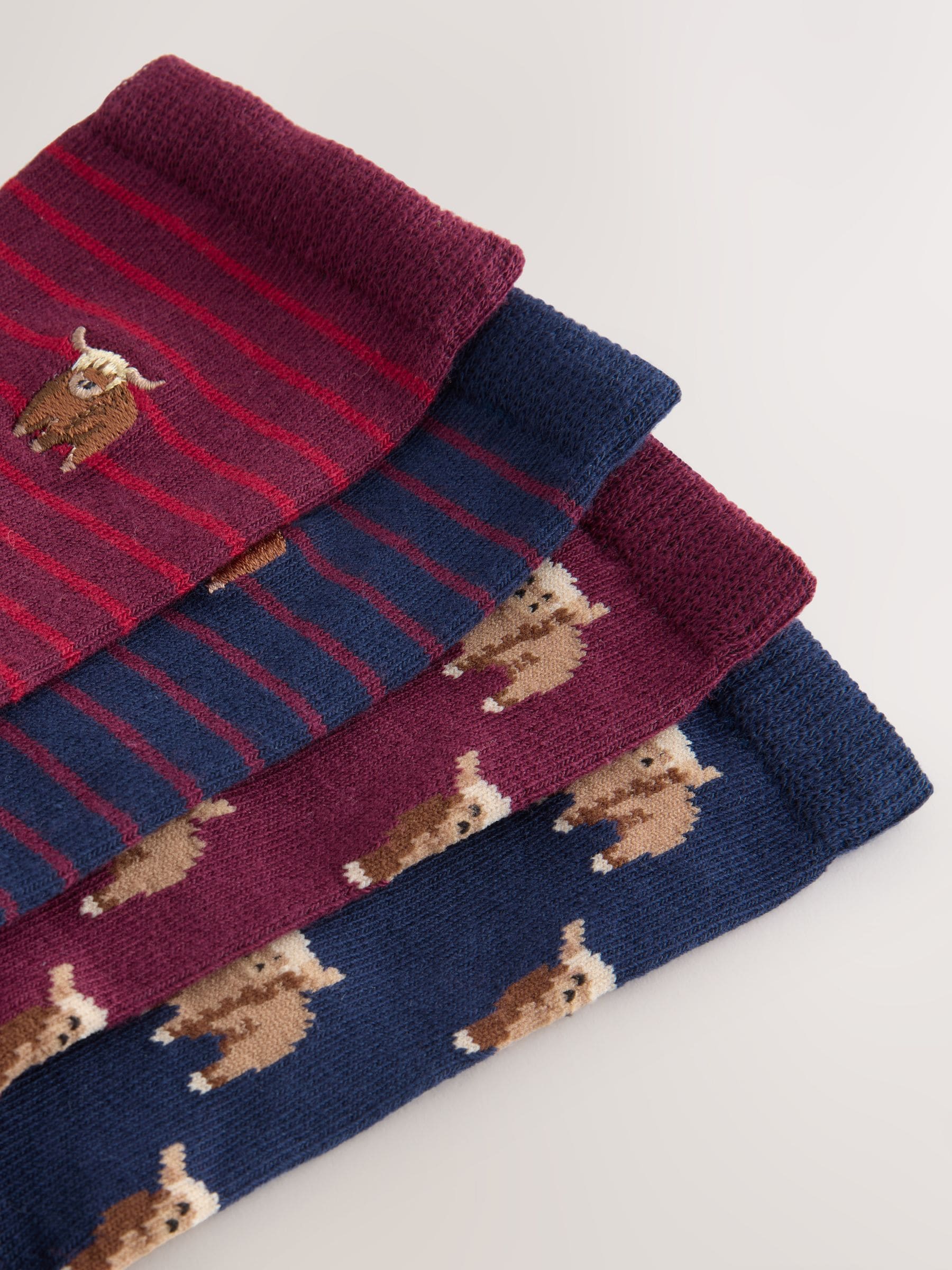Berry Hamish the Highland Cow - Hamish The Highland Cow gestreepte enkelsokken 4 stuks