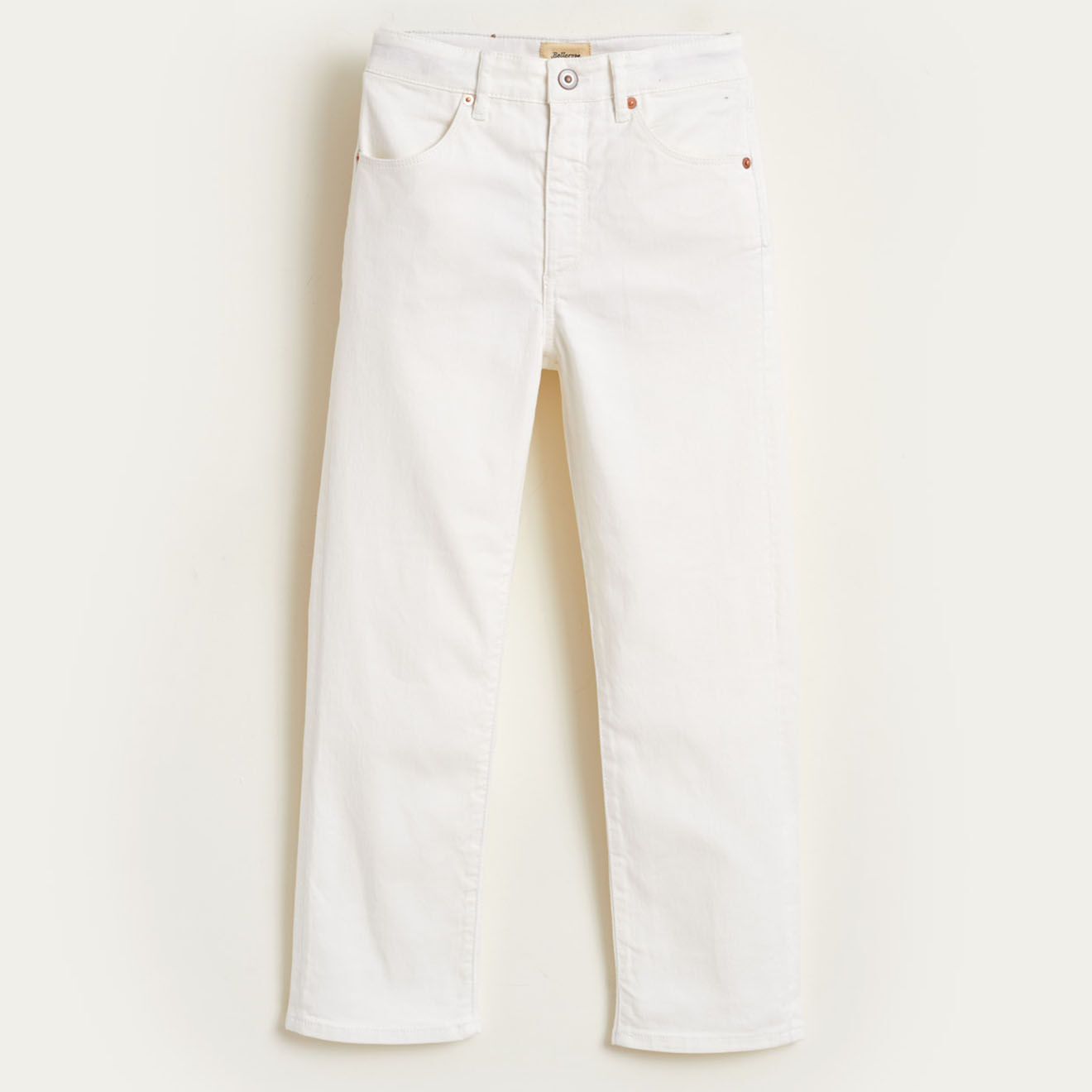 Bellerose Pantalon Pinata en Toile de Coton coupe droite blanc