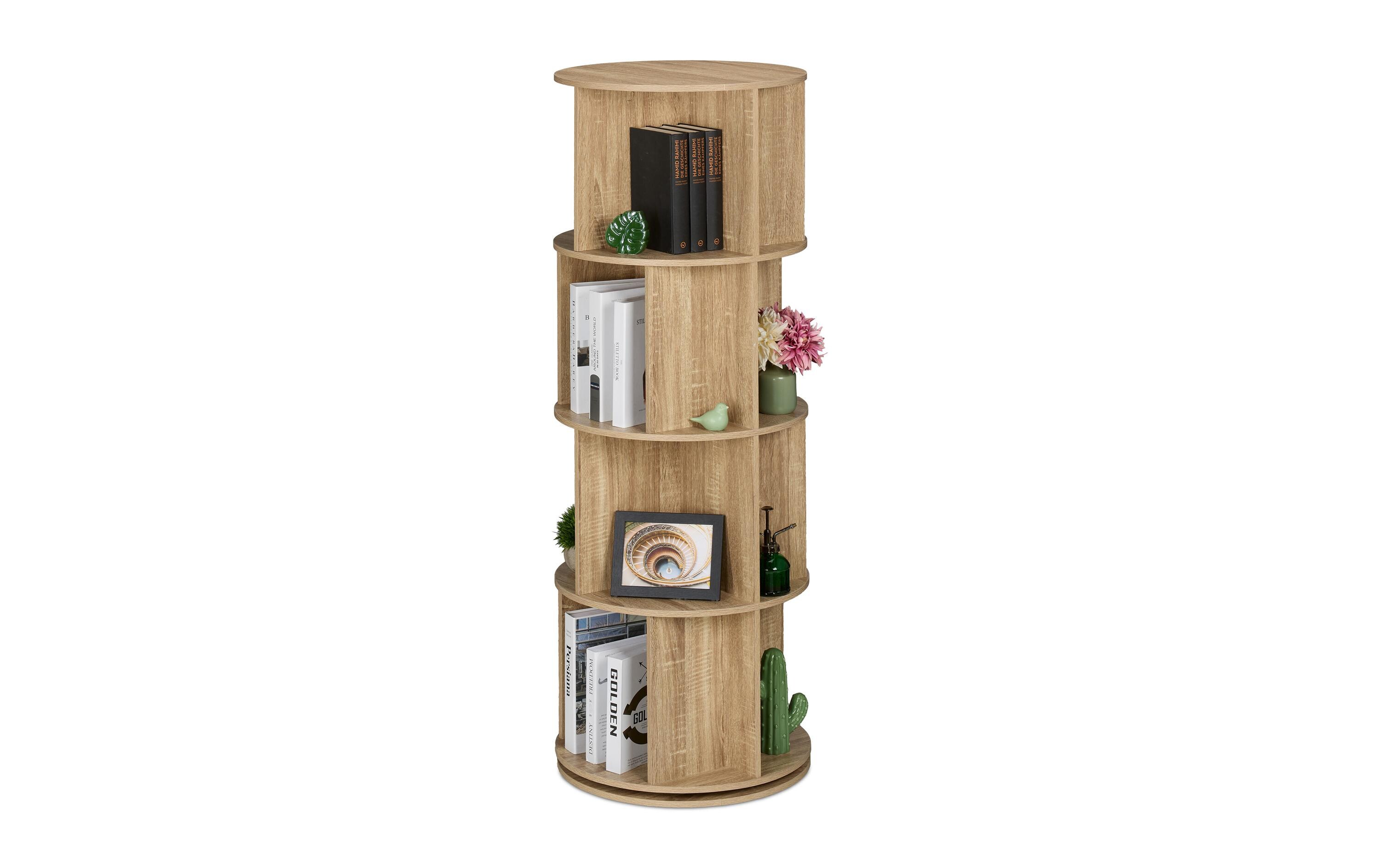 Regal 4 Etagen, Hellbraun<br>Drehbares Bücherregal
