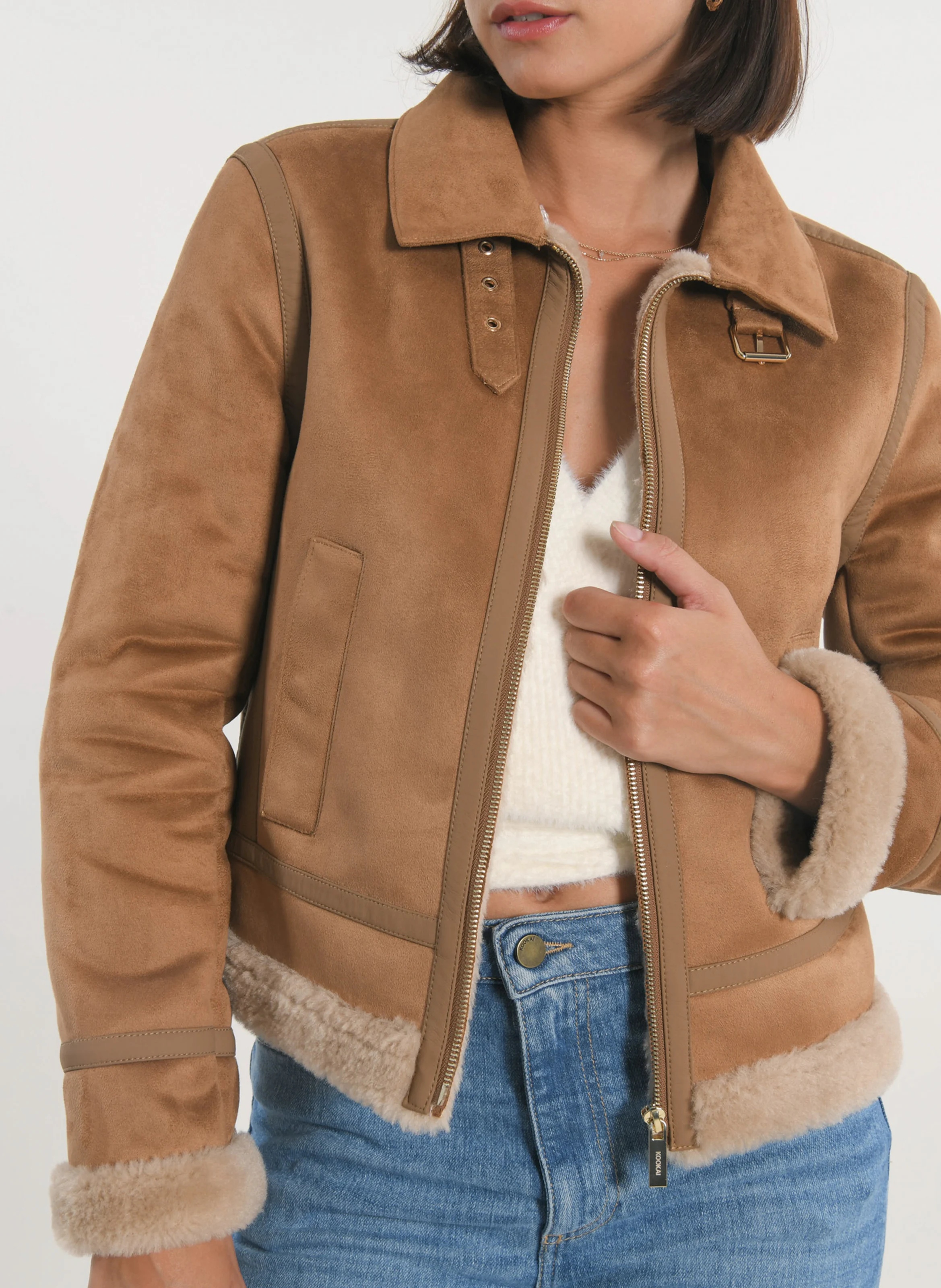 VANESSA - Blouson col à revers| Marron