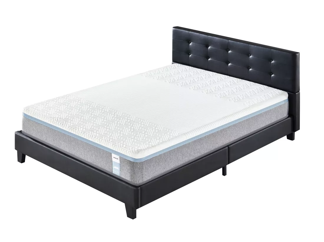 Ensemble Matelas + Lit Avec Tête De Lit 140x190 Cm, Ypsilon Souple 28cm D’épaisseur