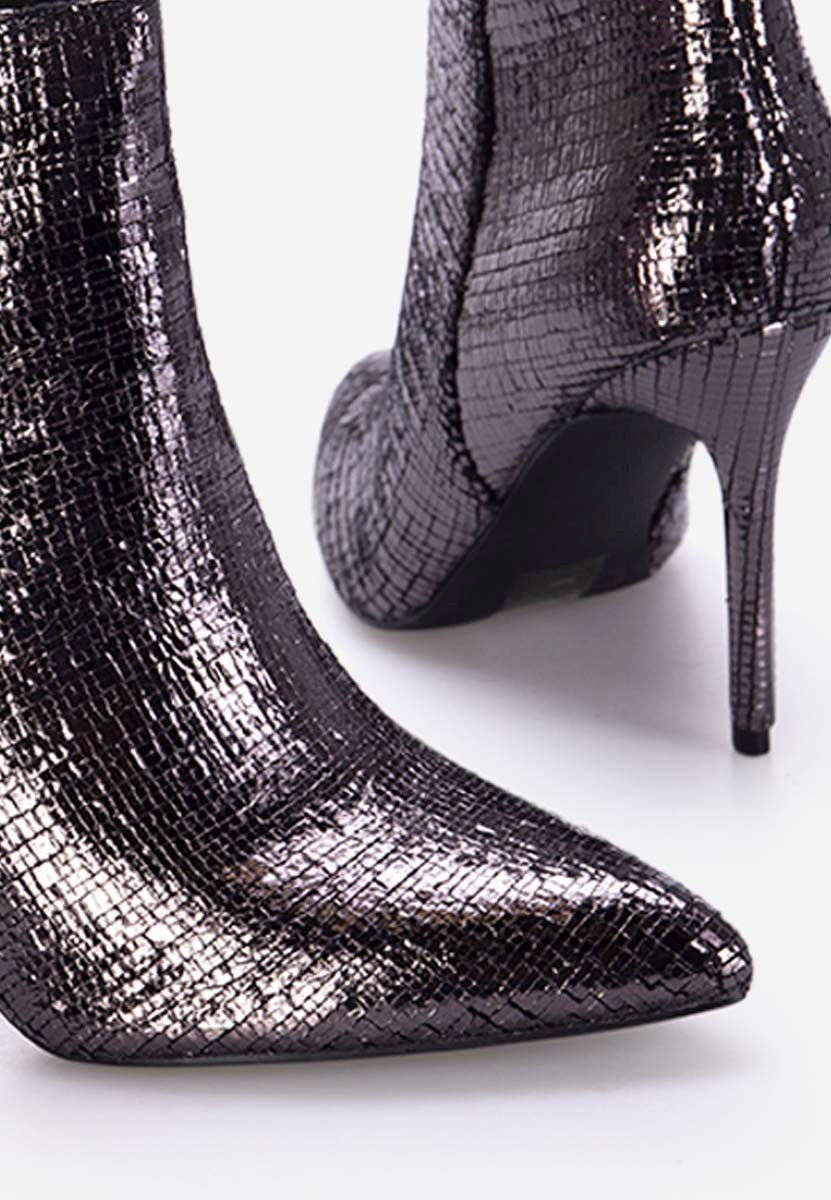 Bottines à talon fin gris Zarate