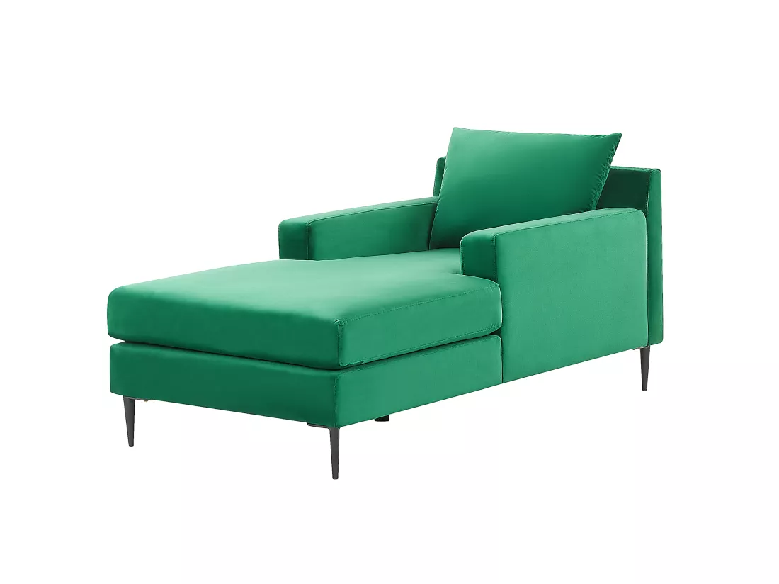 Chaise longue en velours vert GUERET