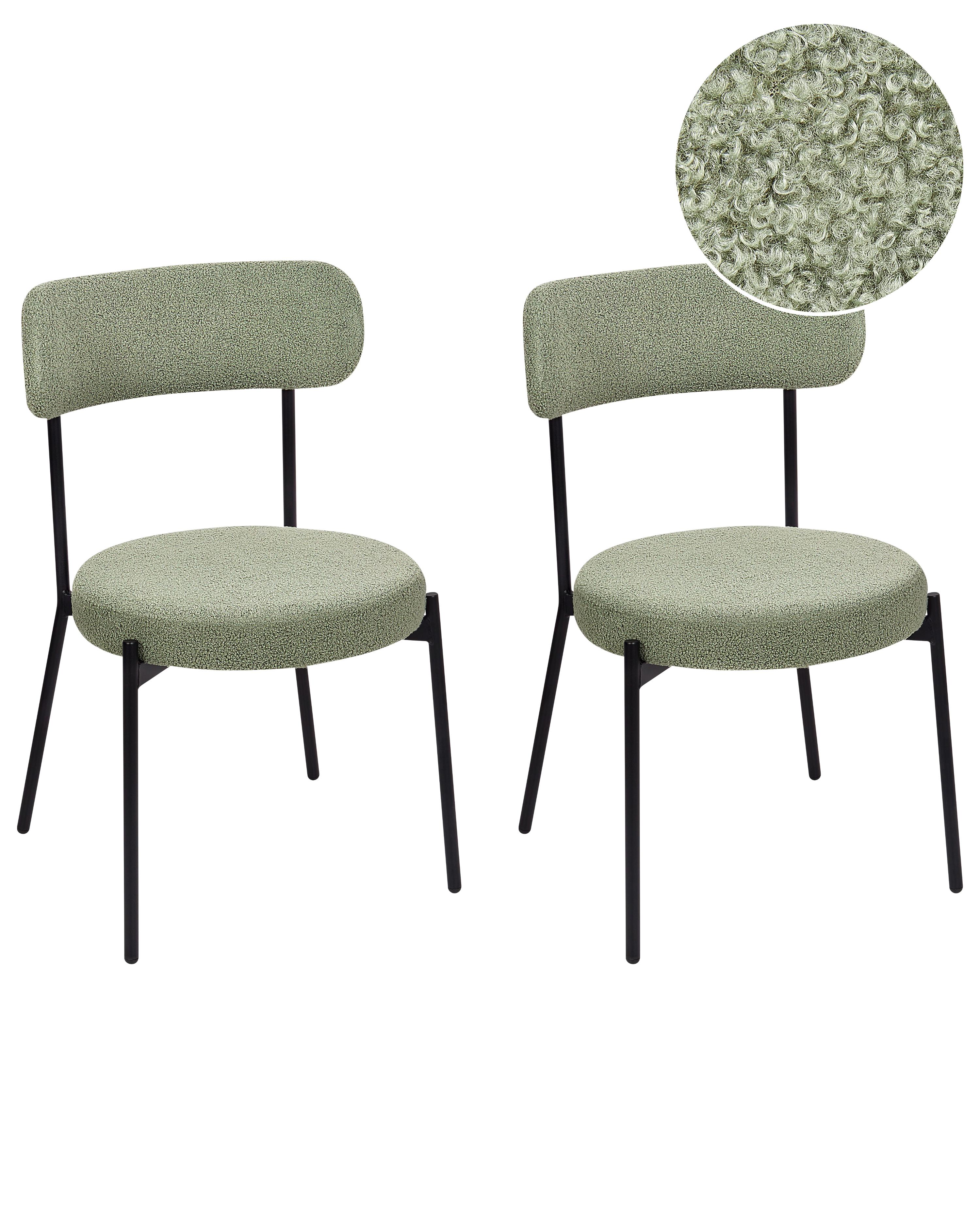 Set van 2 eetkamerstoelen ALLISON Bouclé Lichtgroen