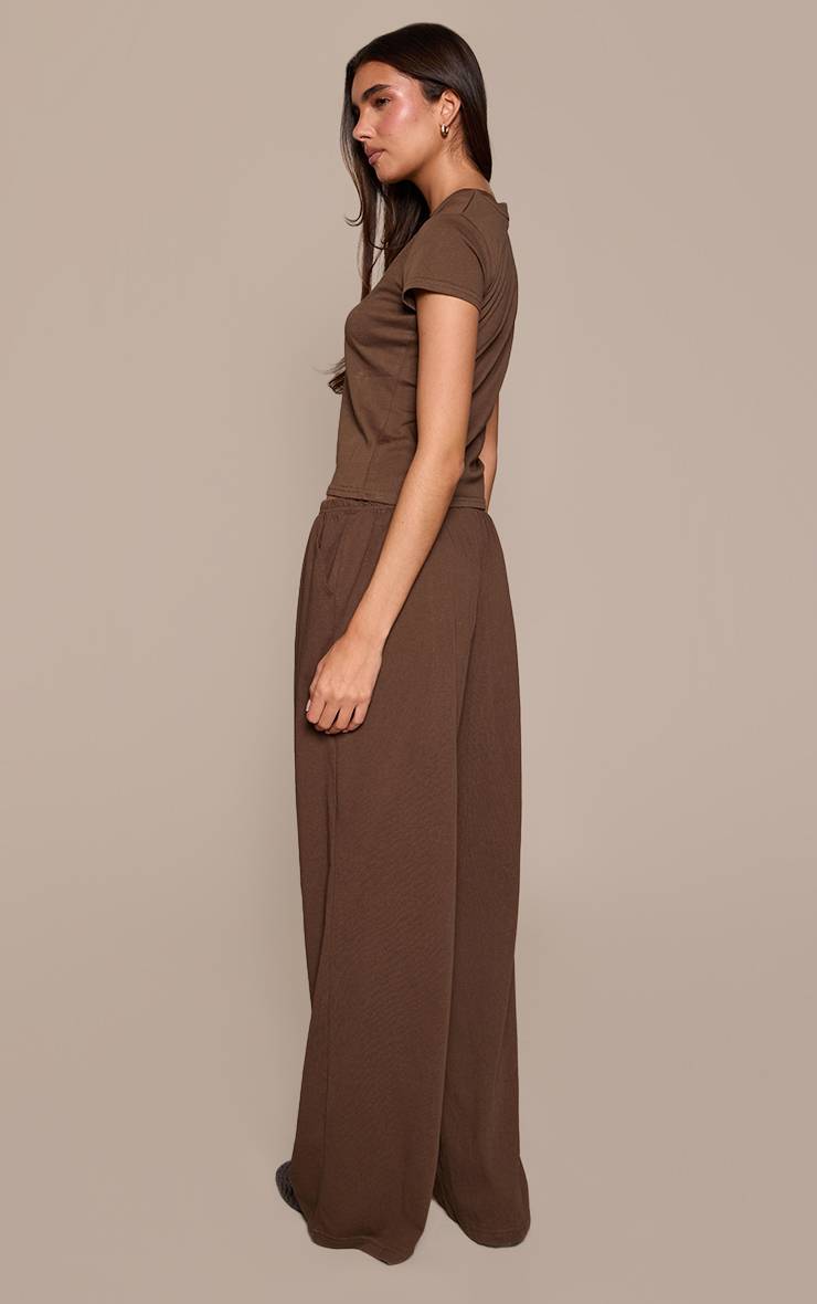 Chocolat Pantalon Large Décontracté À Texture Douce Et Jambe Ample