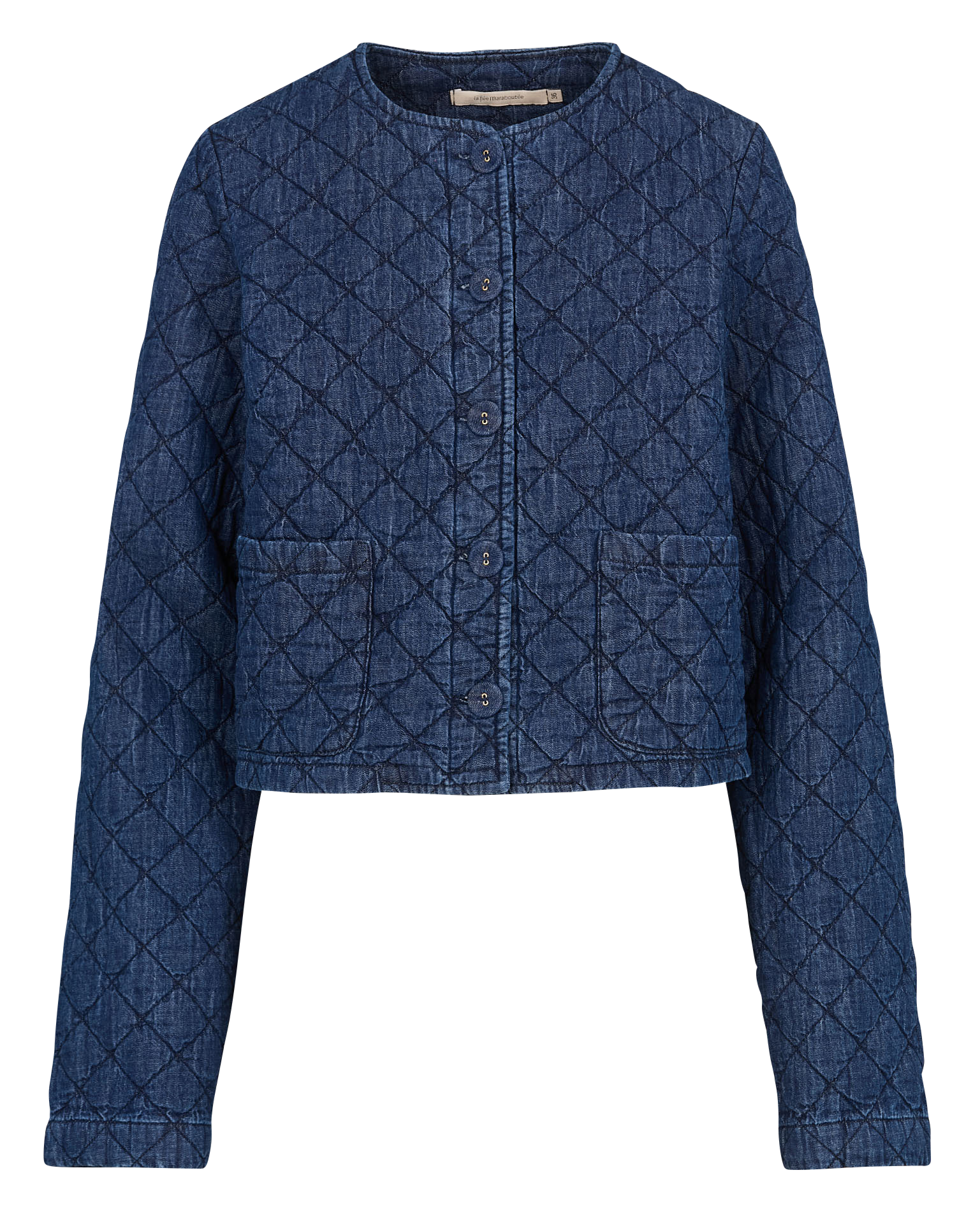 Veste courte matelassée en denim | Bleu