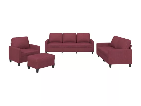 Ensemble de canapés 4 pièces avec coussins Rouge bordeaux Tissu