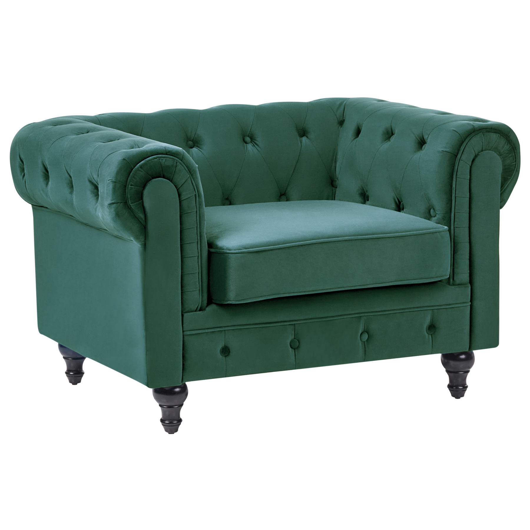 Beliani-CHESTERFIELD-Chesterfield fauteuil-Smaragdgroen-Fluweel
