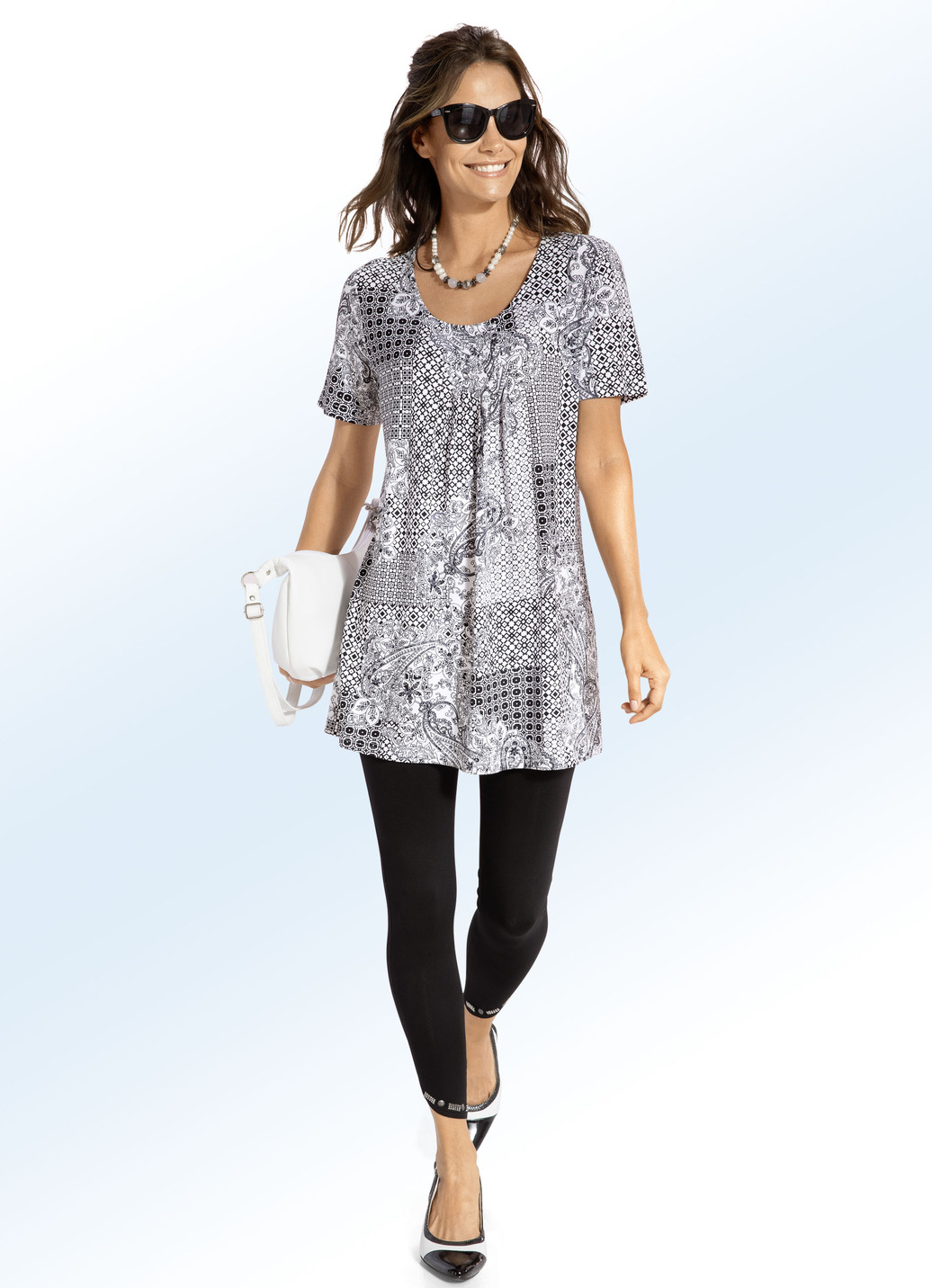 Longshirt mit Faltenlegung in 3 Farben