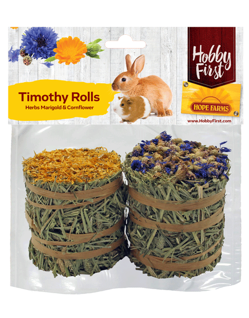 Hobbyfirst Hope Farms Hooirolletjes - Knaagdiersnack - Korenbloem 18x11 cm 200 g Voor Alle Leeftijden