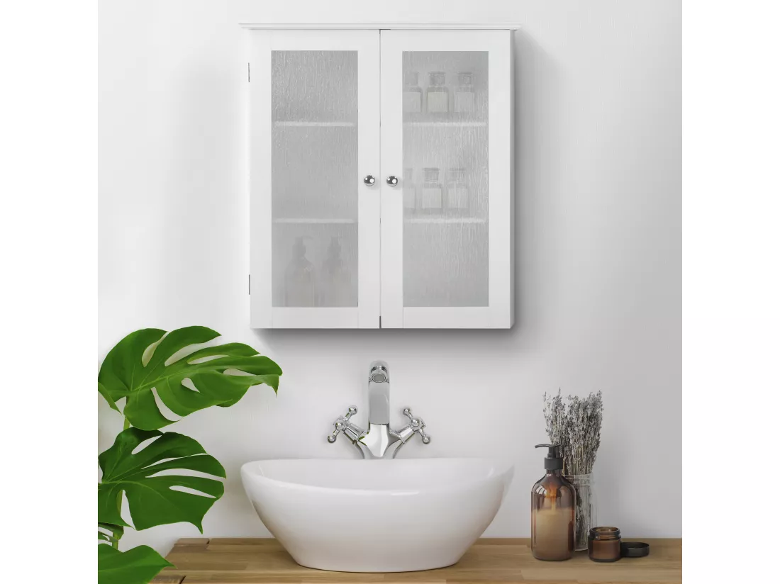Placard mural de salle de bain armoire de rangement blanc Connor Teamson Home