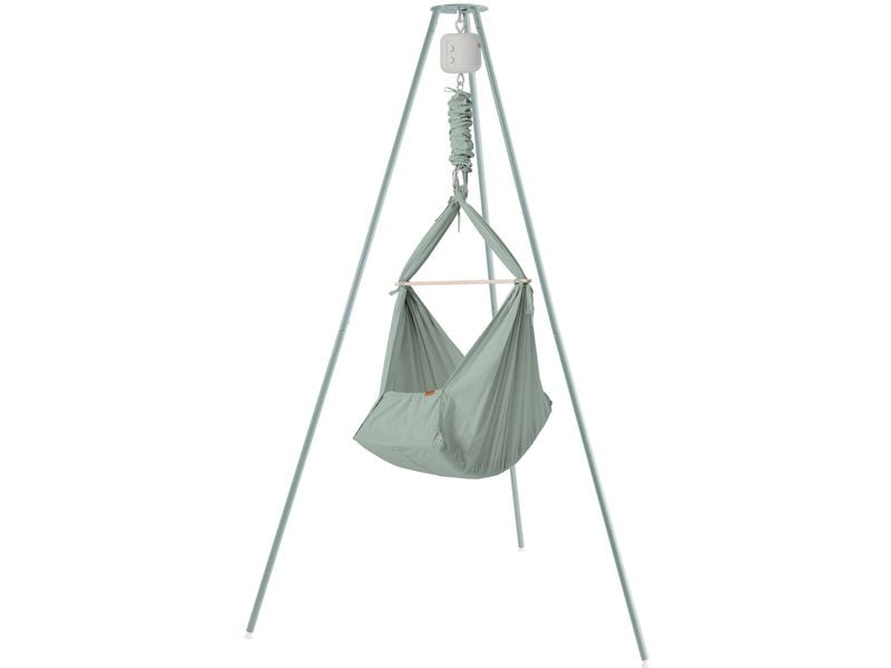 Membantu Babyhängematte Basic Set mit Ständer Sage Green Set für ruhigen Schlaf