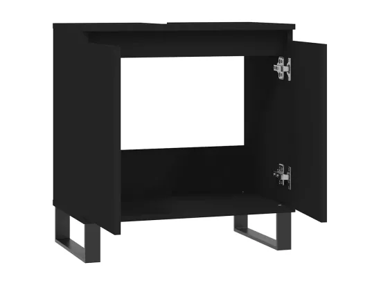 Armoire de salle de bain noir 58x33x60 cm bois d'ingénierie