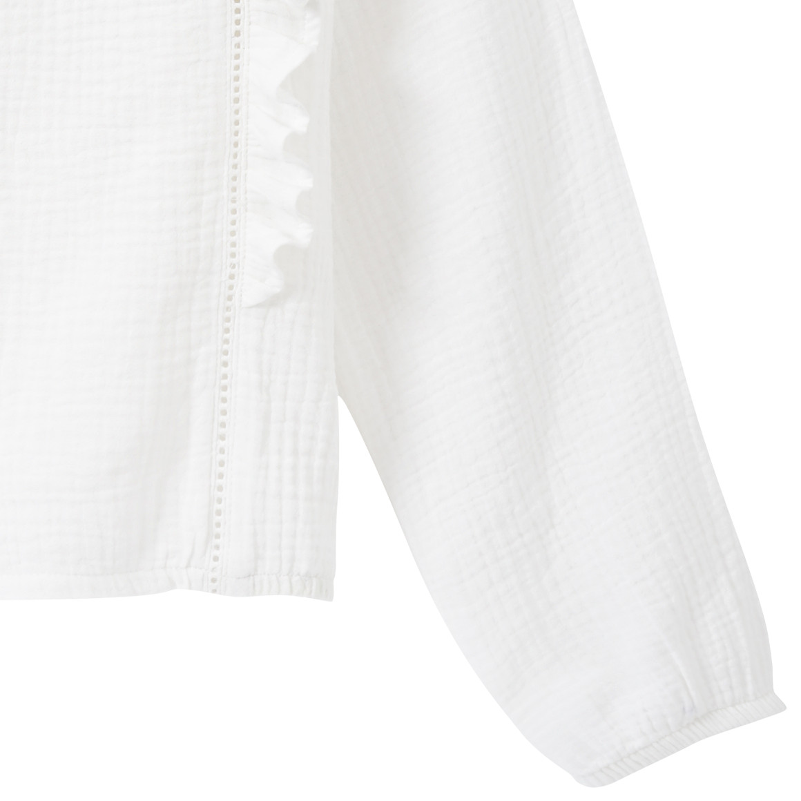 Yigga Mädchen Musselin-Bluse mit Rüschen weiss
