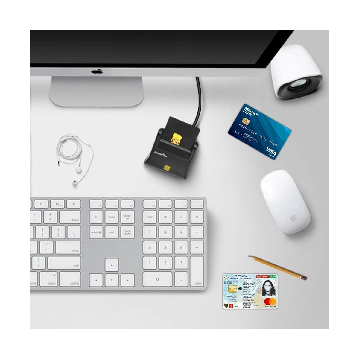 NÖRDIC USB-A Smart- og SIM-kortleser ISO7816 ID-kort EMV Kredittkort