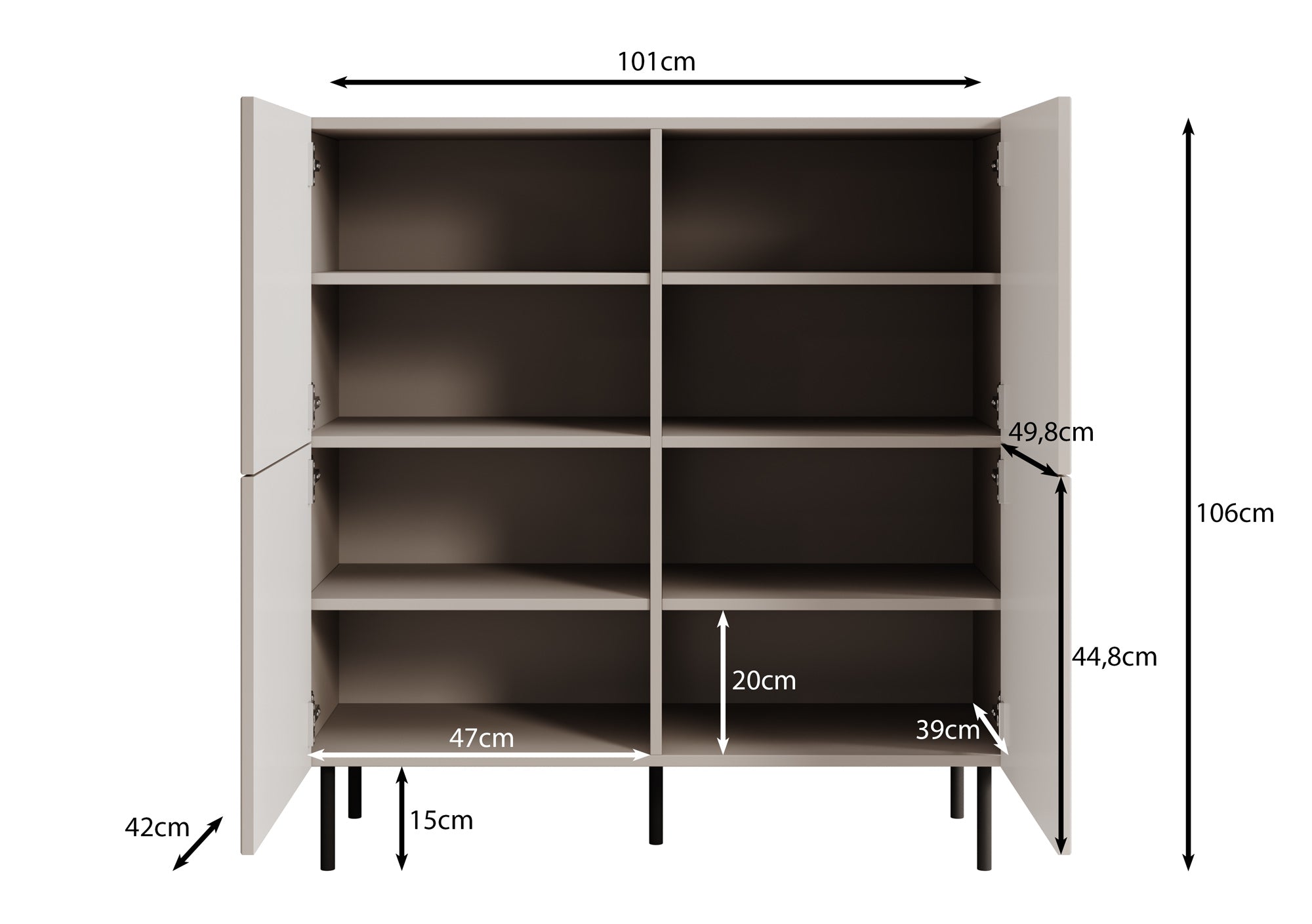 Meubella - Dressoir Alex - Beige - 101 cm