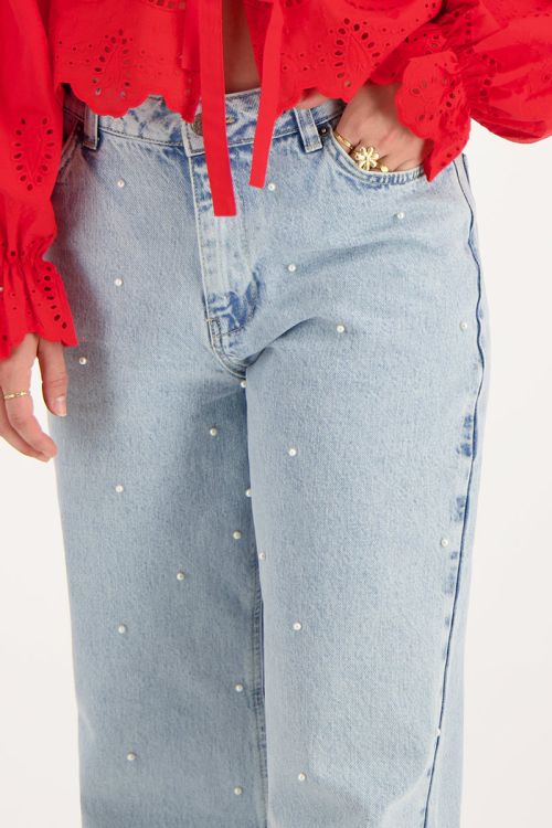 Denim spijkerbroek met parels