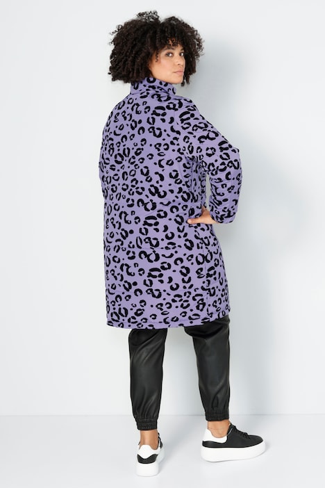 Longjacke, Straight Fit, farbiger Leodruck, Stehkragen, Langarm