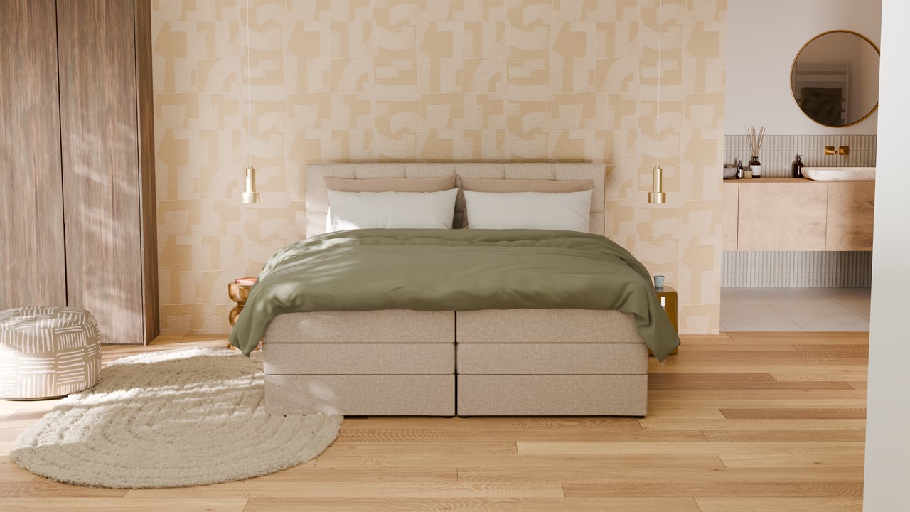 Opbergboxspring Jade - Linen touch beige