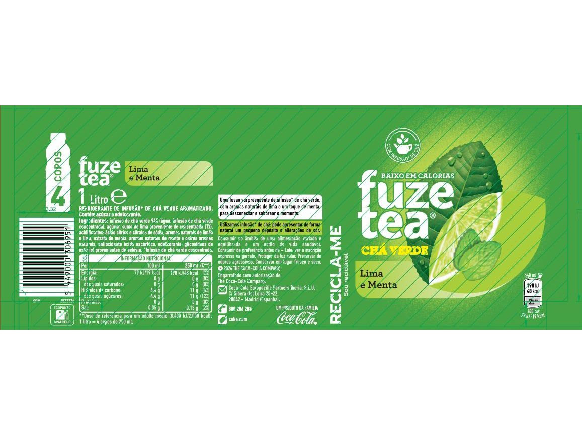 ICE TEA FUZE TEA CHÁ VERDE LIMA&MENTA 1L