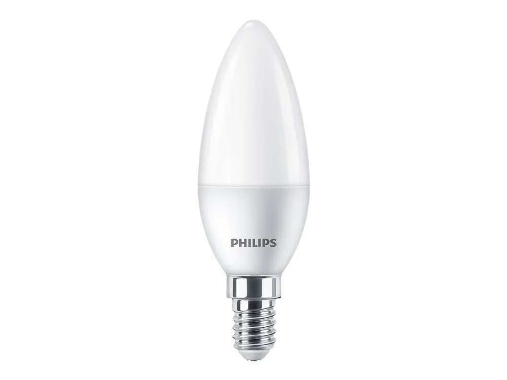 Philips - LED-lyspære - form: B35 - matteret finish - E14 - 5 W (tilsvarende 40 W) - klasse F - varmt hvidt lys - 2700 K (pakke med 4)