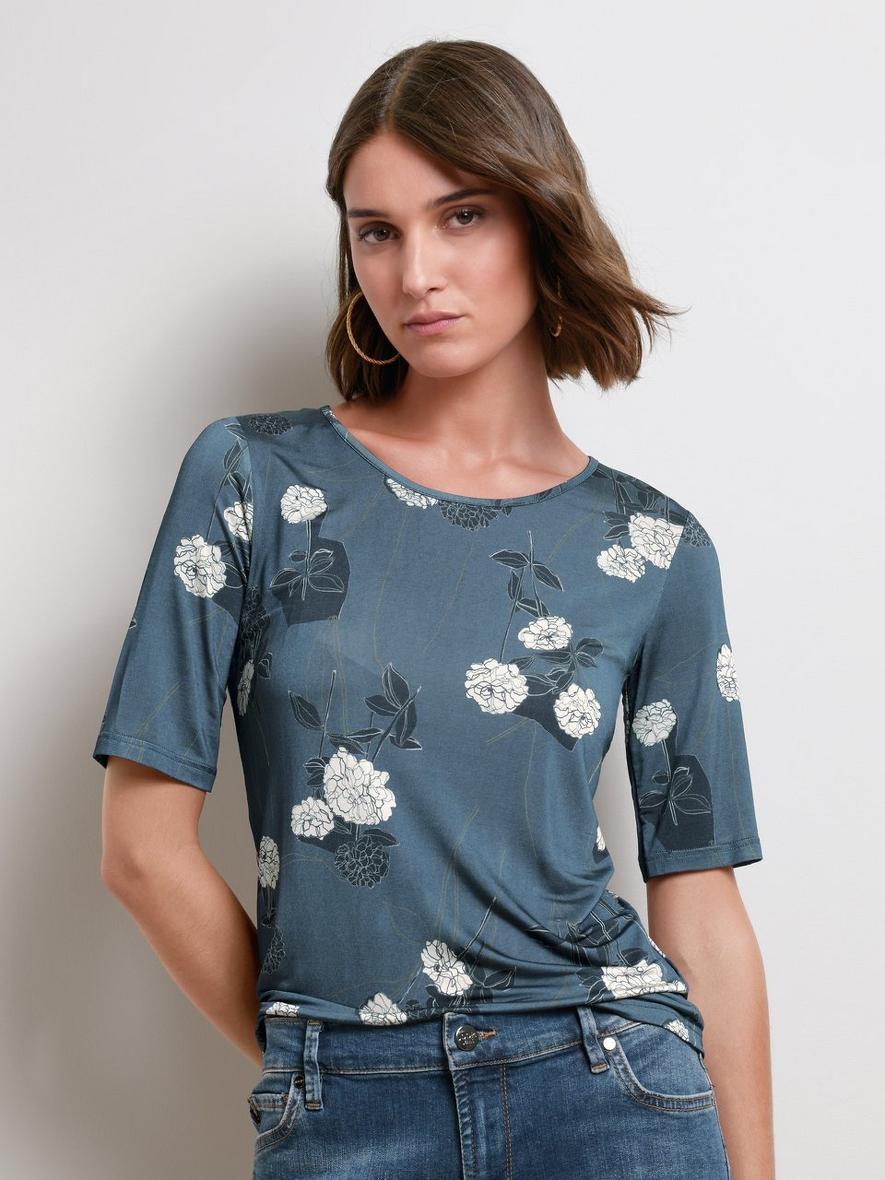 Rundhals-Shirt mit 1/2-Arm