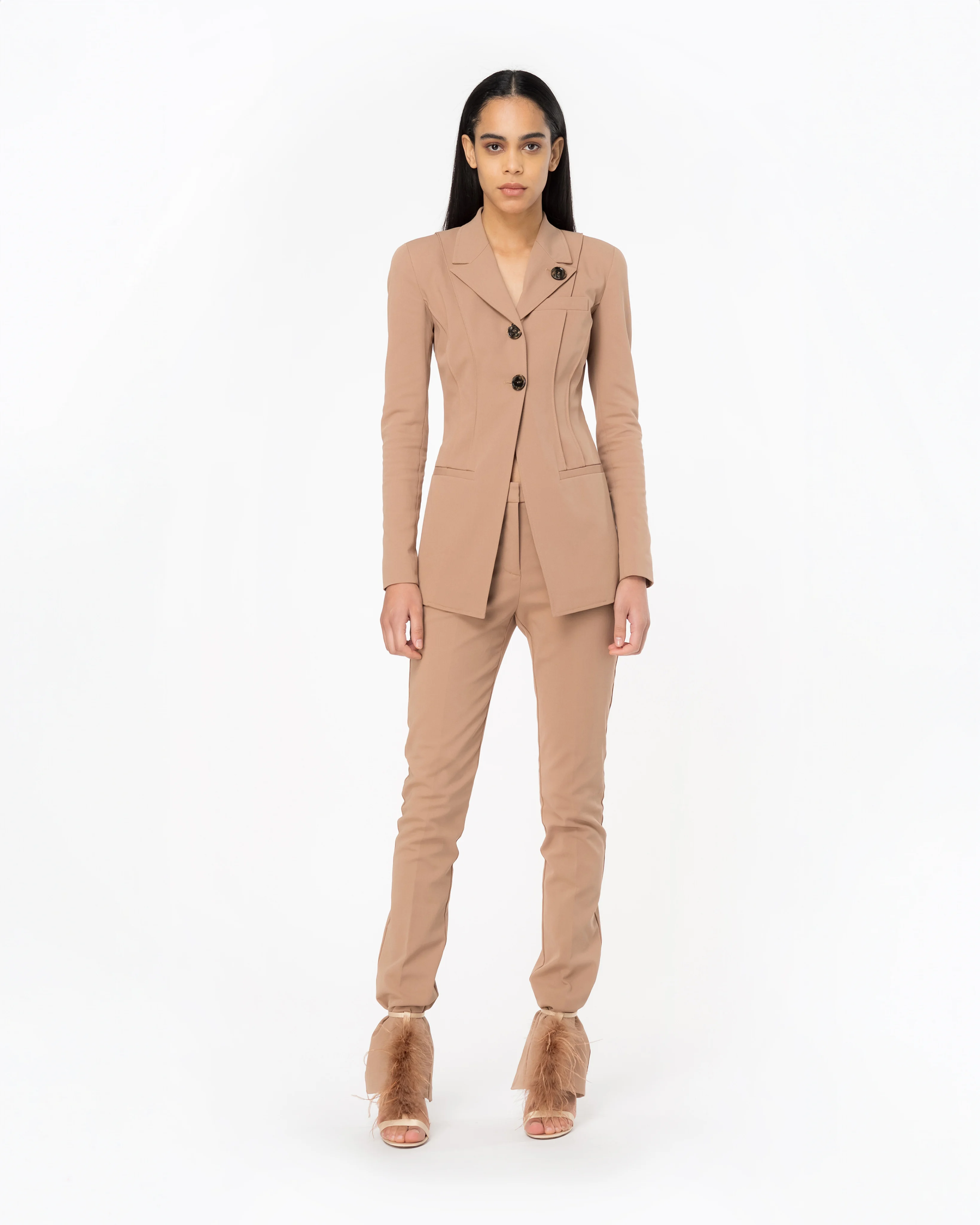 Pantalon fendu sur larrière | Beige