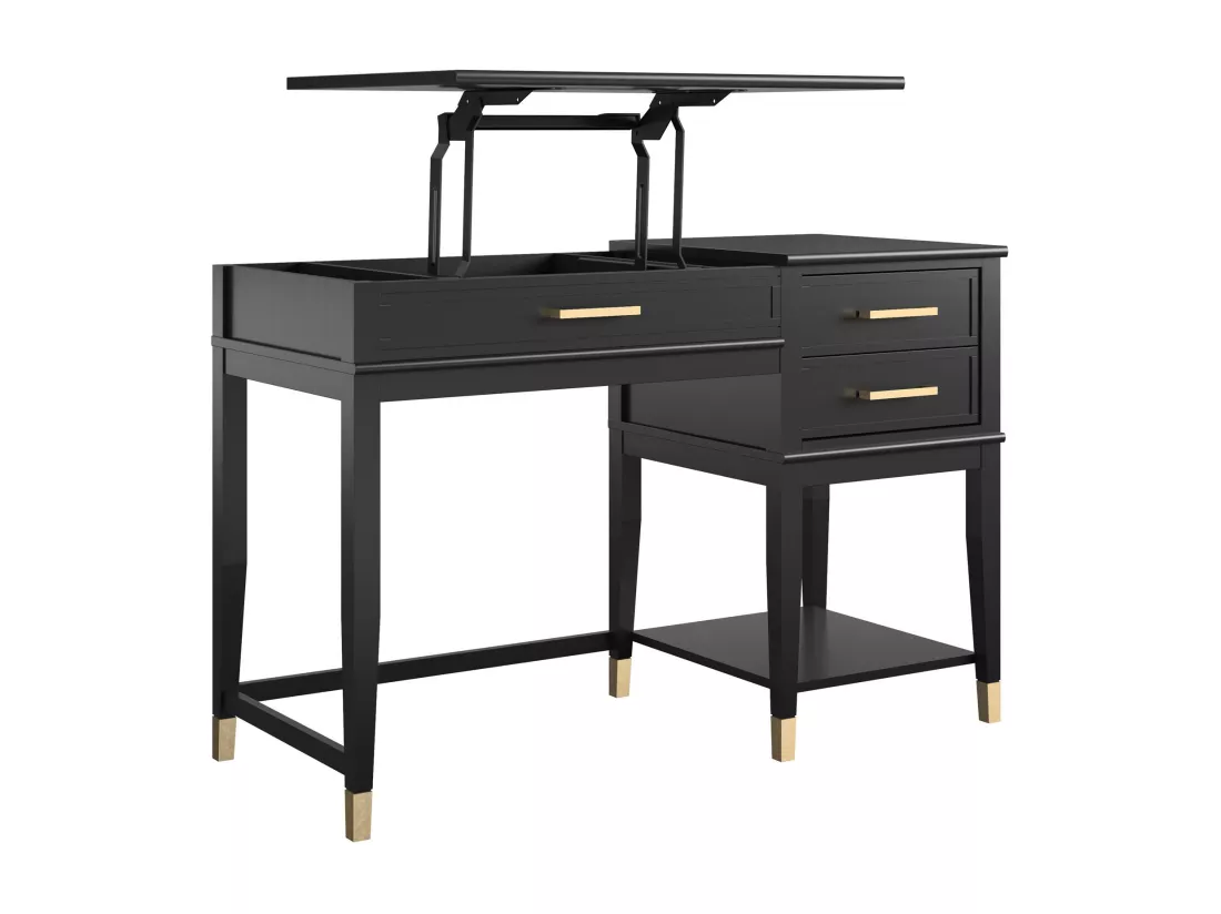 Westerleigh | Bureau d'ordinateur avec plateau relevable en MDF noir