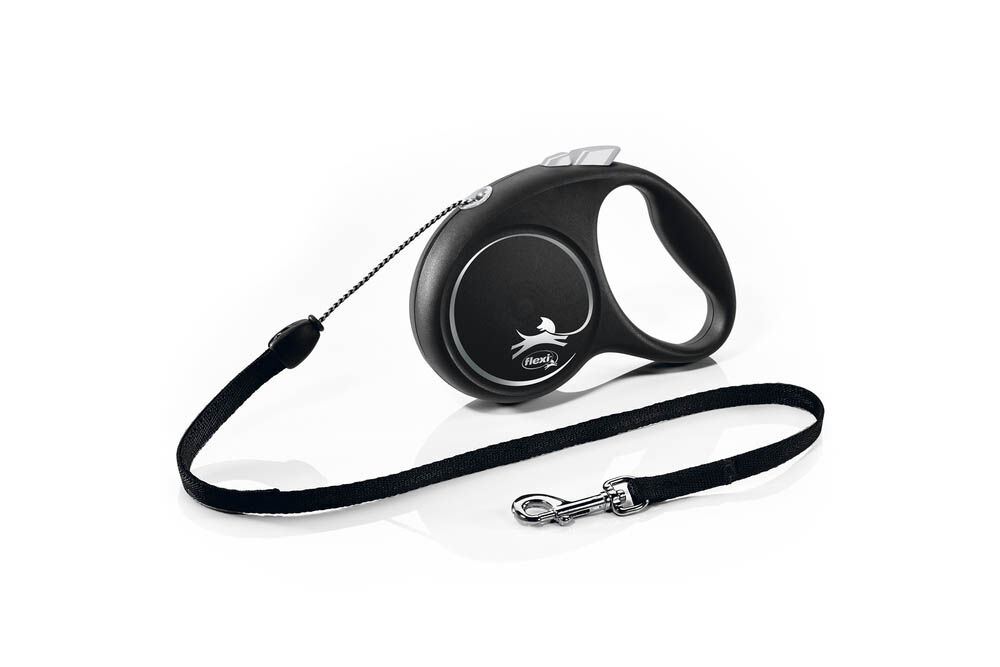 Flexi Black Design - Koord - Rollijn - Hondenriem - zwart - 500 cm