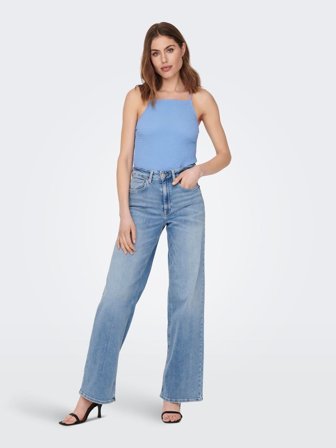 ONLMADISON Hohe Taille Weiter Beinschnitt Jeans Light Blue Denim