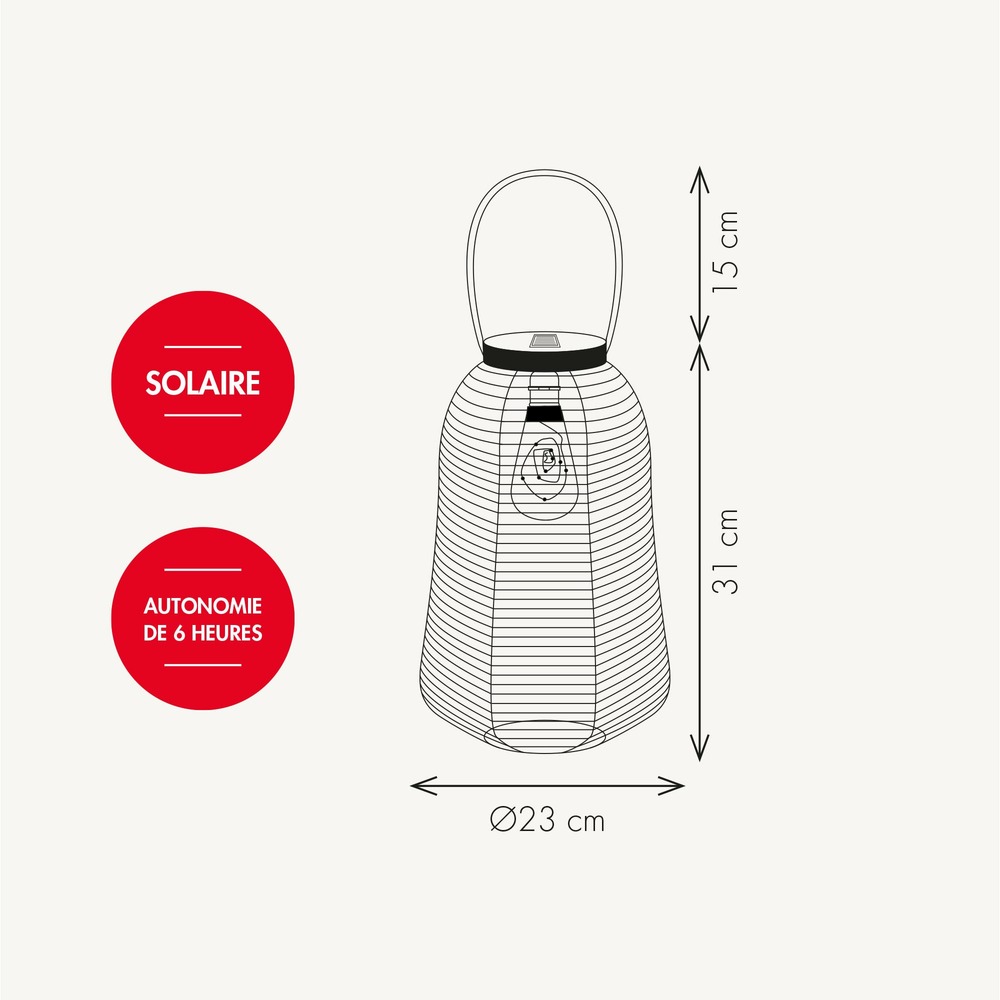 Lanterne solaire haussman - blanc chaud - ampoule 5 microled - fixe - extérieur - chromex