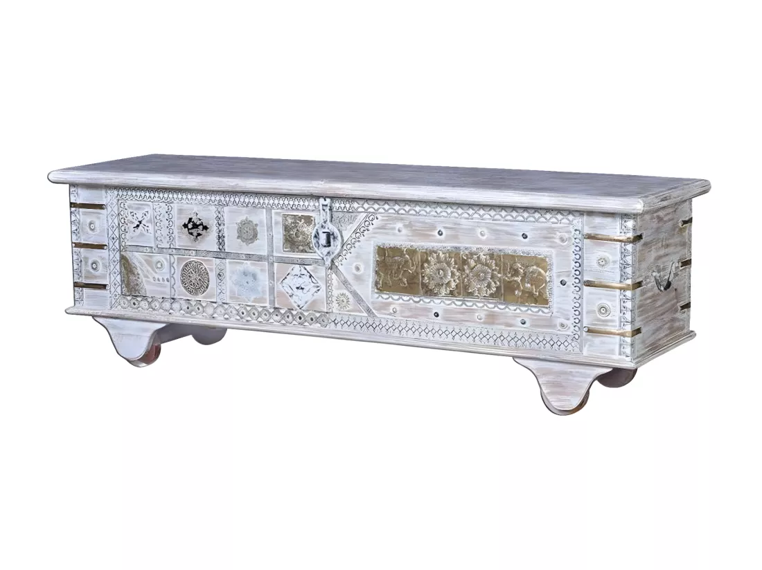 Coffre bronze Bois-Bronze Blanc - Ormélia Décoration d'Autrefois