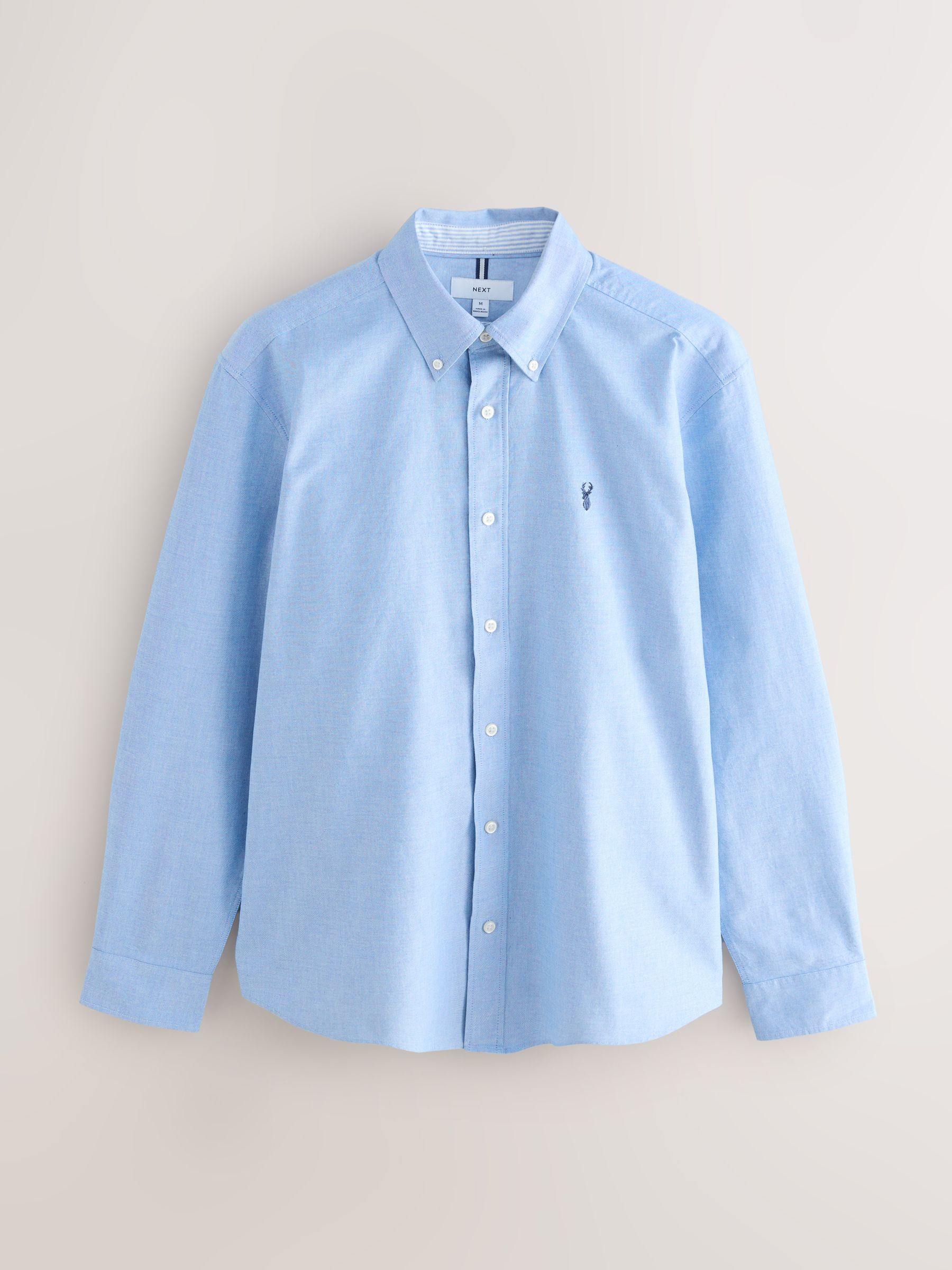 Lichtblauw - Slim Fit - Oxford-hemd met lange mouwen